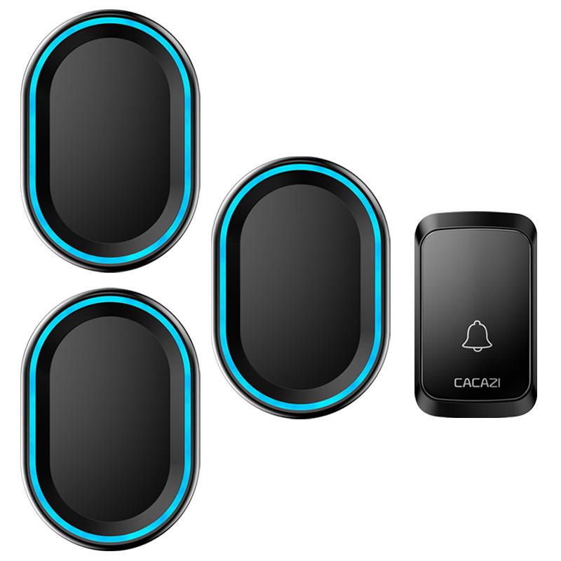 Smart Wireless Home Doorbell, Waterproof, Long-Range, 58 Melodies, Memory Function, One-to-Three Setup чёрный