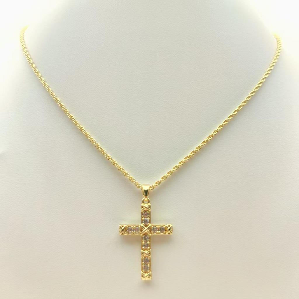 Colgante de Cruz de Circonita de Cobre para Mujer - Accesorio de Joyería Religiosa Versátil
