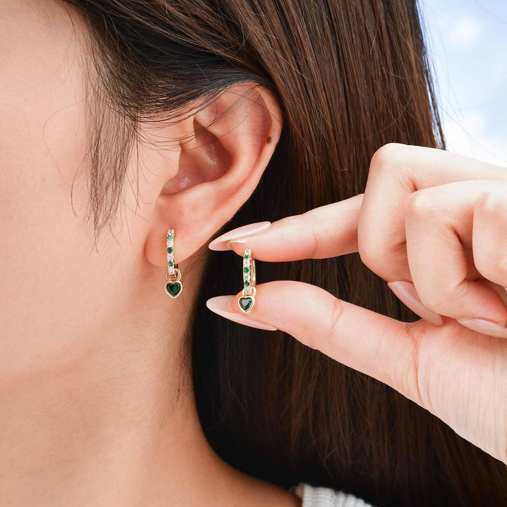 Women's Small Huggie Hoop Earrings, Heart Cubic Zirconia Dangle Earring,fashion Puncture Jewelry Ear Accessories