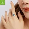 S925 Sterling Silver Bead Mermaid Open Ring, Elegant Dream Man Fishtail Ring Jewelry