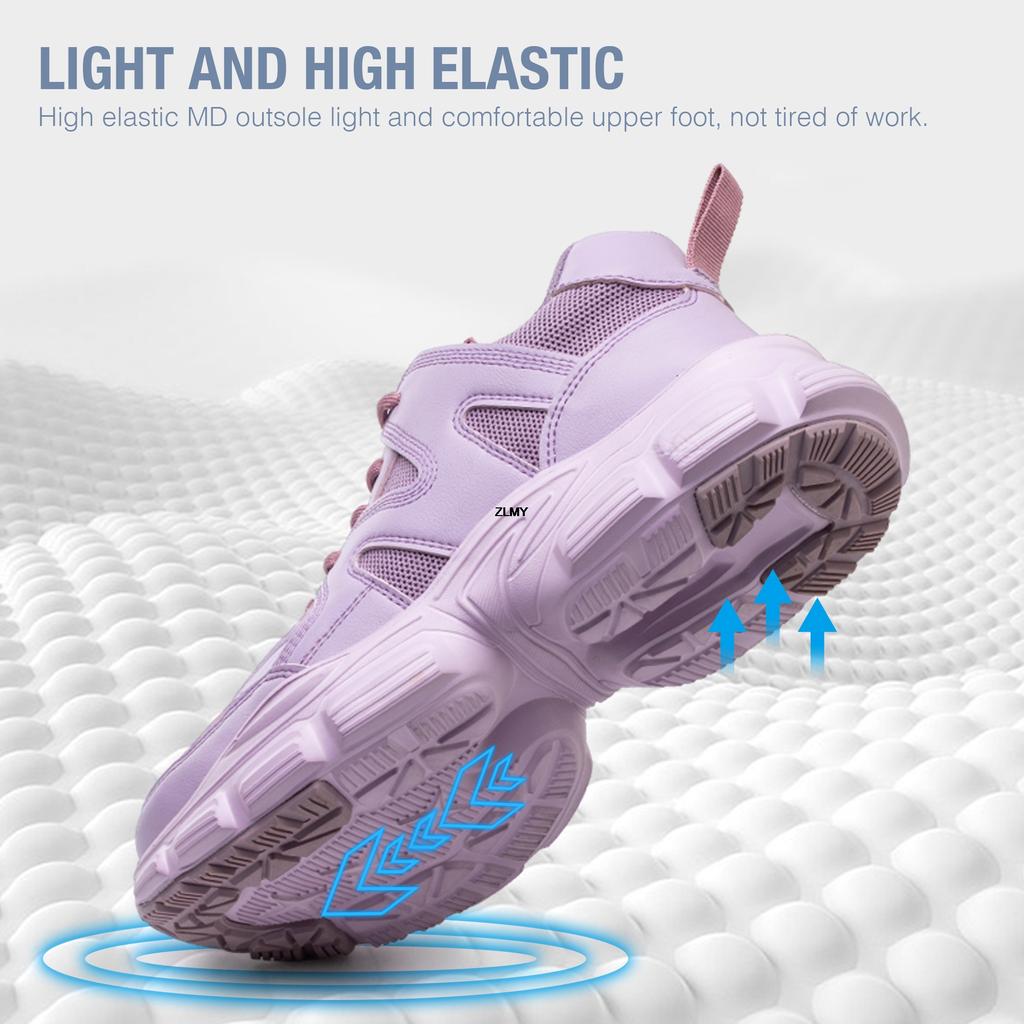 Fashion ZLMY Women Safety Shoes Breathable Steel Toe Sneakers Lightweight Work Shoes Puncture Proof Safety Boots Woman Work Boots Female