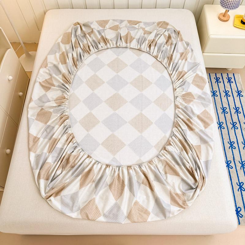 Square Geometric Cotton Fitted Sheet Set Grey and Orange Geometric Lines Bed Cover Adult Single 3pcs Bedding Deep Pocket Design