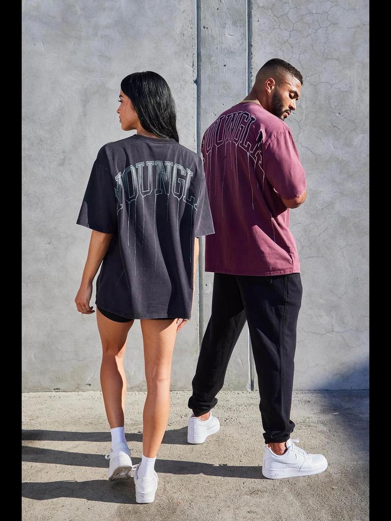 YOUNGLA Pánske nadrozmerné bavlnené posilňovacie tričko - Okrúhly výstrih, Krátky rukáv, 240 látka