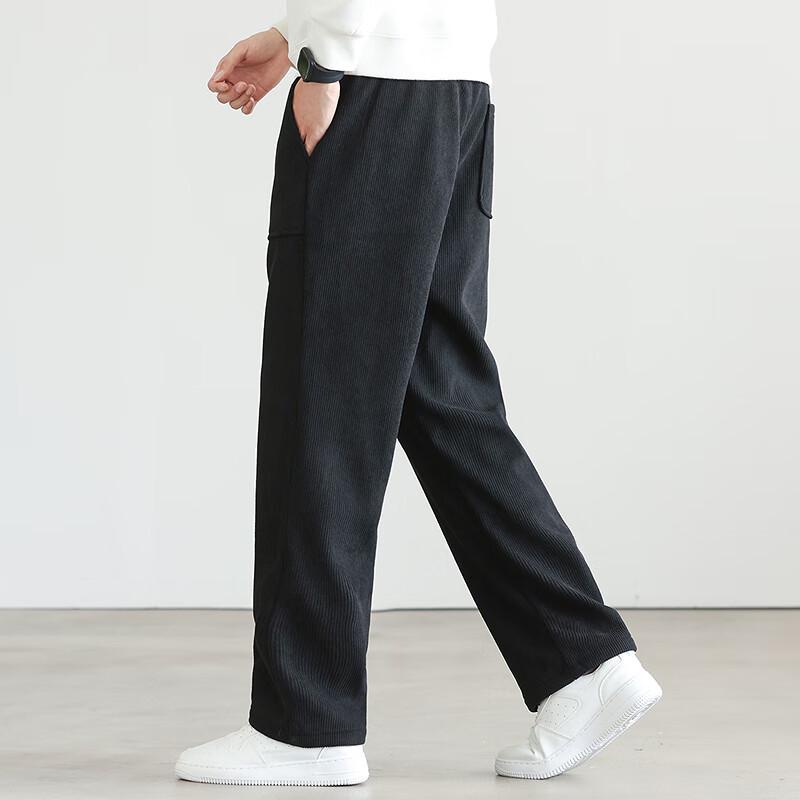 FAPAI Men's Corduroy-Look Thickened Wide-Leg Sweatpants
