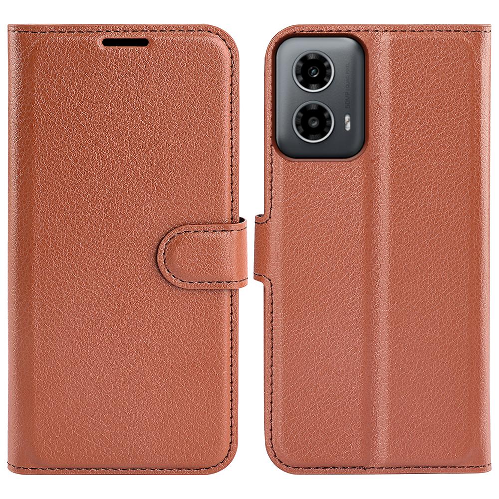 For Motorola Moto G45 5G/G34 5G Case Folio Stand View Leather Phone Cover Litchi Texture