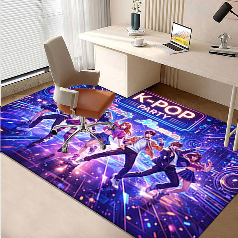 1PC Custom Name K-Pop Party Night Theme Floor Mat Ideal for Living Room, Game Rooms, Office, Bedroom,Floor Mat Playful Design