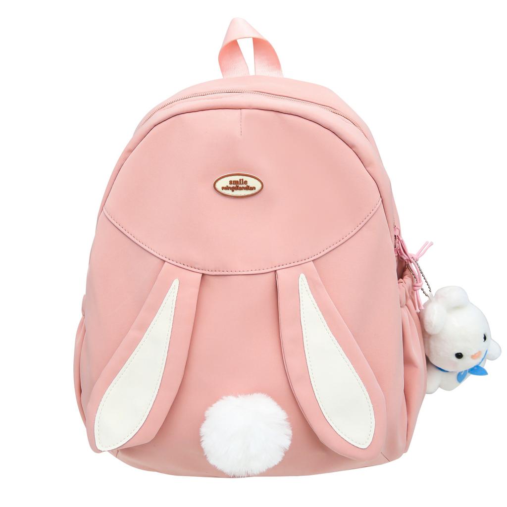 2025 New Cute Girl Backpack Student Schoolbag Simple Versatile Cartoon Bunny Women's Backpack