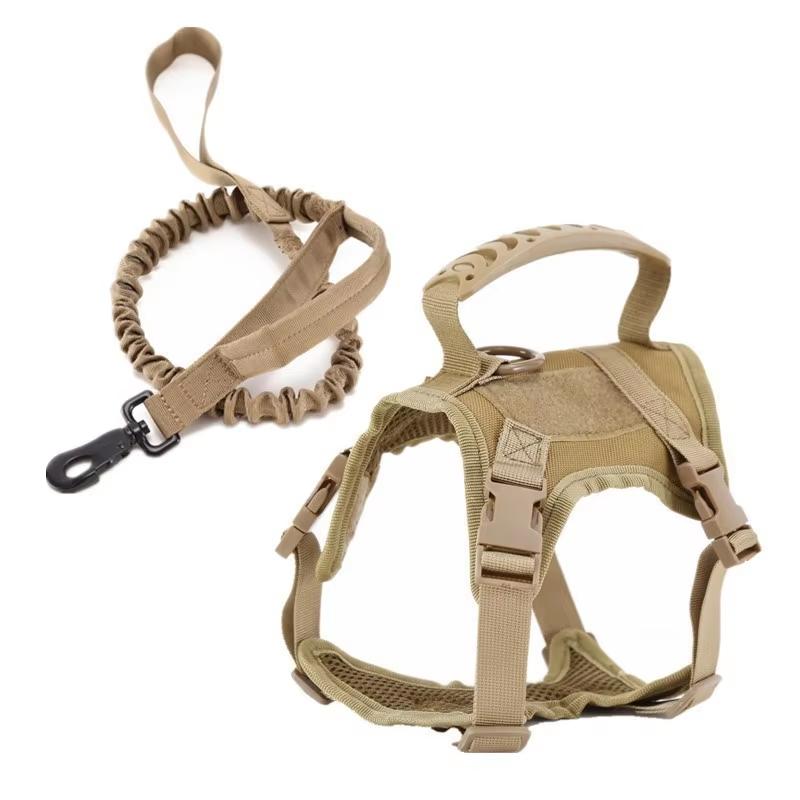 Large Tactical Cat Harness Breathable Mesh Cat Dog Walking Harness Leash Set Adjustable Cat Vest Harness (Dark Khaki,leash) темные хаки