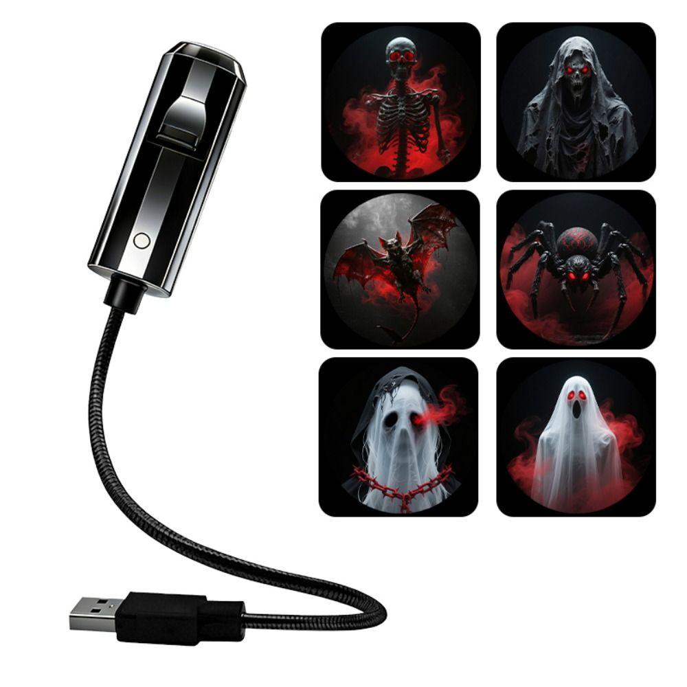 Flexible Neck USB Plug Projection Lamp 360 Degree Rotating Night Light Halloween