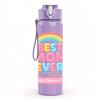 1PC Rainbow Dream Sweet Text Pattern 750ml Color Plastic Sports Water Bottle Leakproof Flip Straw Lid Suitable for Sports Office Home Use
