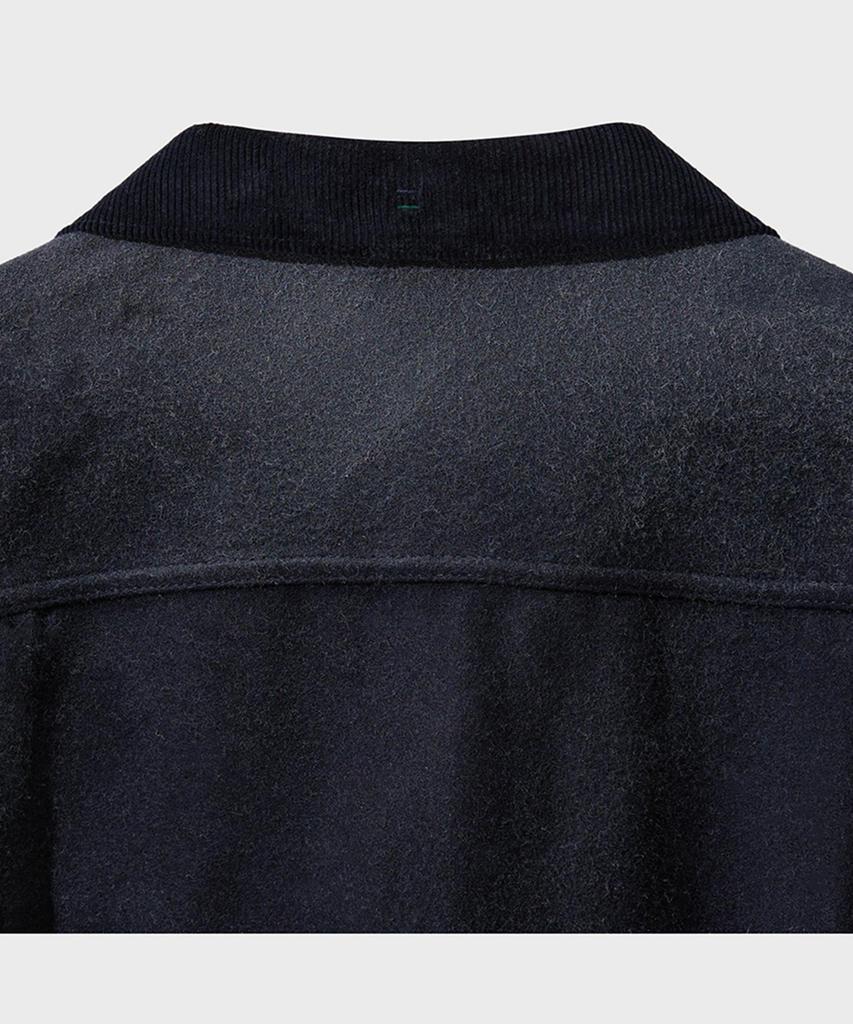 Ffeff Studio Vintage Washed Wool Half Zip-Up Jacket (Navy)