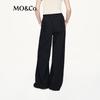 MO&Co. Contrast-Stitch Wide-Leg Casual Pants