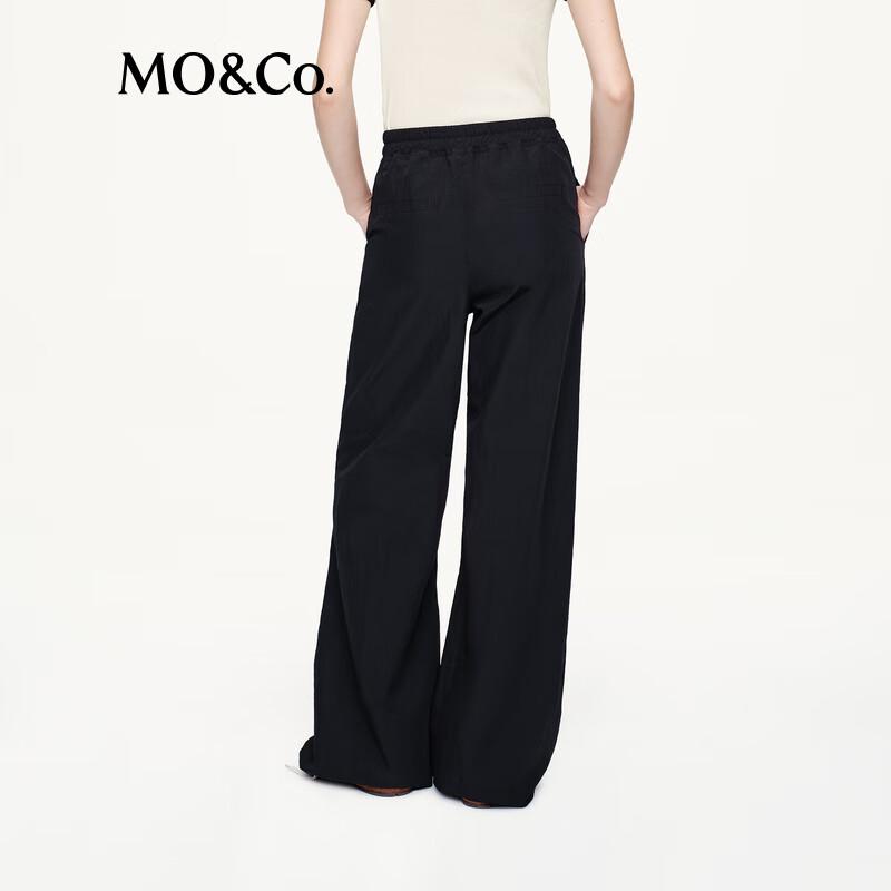 MO&Co. Contrast-Stitch Wide-Leg Casual Pants