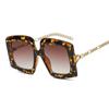 New Metal Chain Large Frame Sunglasses Women's European and American Fashion Trends Gradually Change Color Sunglasses Square Glasses S