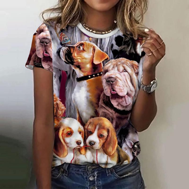Dámské tričko Zvířecí 3D potisk Krátký rukáv Módní Ležérní Street Kulatý výstřih