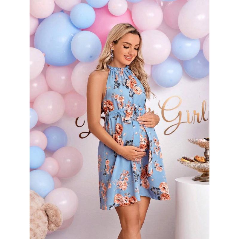 Halter Sleeveless Maternity Dress (S 53874) Medium разноцветный