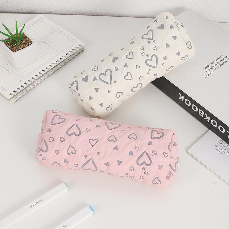 Cute Heartshaped Pencil Case With Large Capacity For Students And Office Use