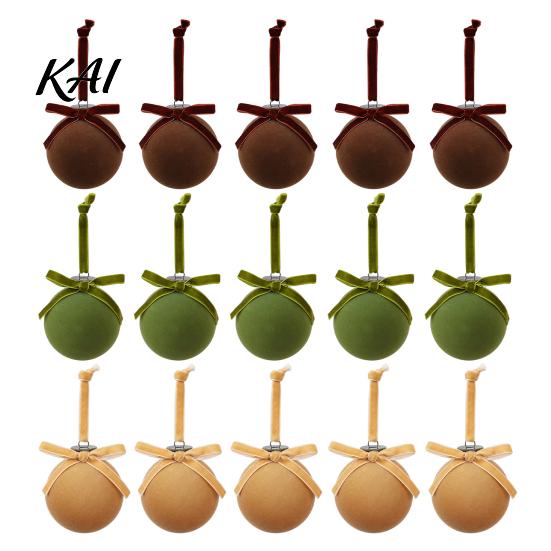 Velvet Christmas Tree Balls 15Pcs Flocking Ball Hanging Ornaments with Bow Decor, Retro Flocked Luxury Holiday Baubles Bubbles for Home Decoration,