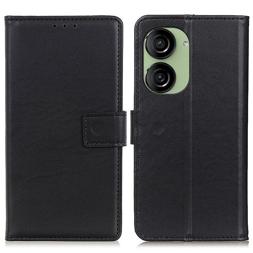 

For Asus Zenfone 10 5G Textured PU Leather Cover Shockproof Wallet Stand Phone Case Black