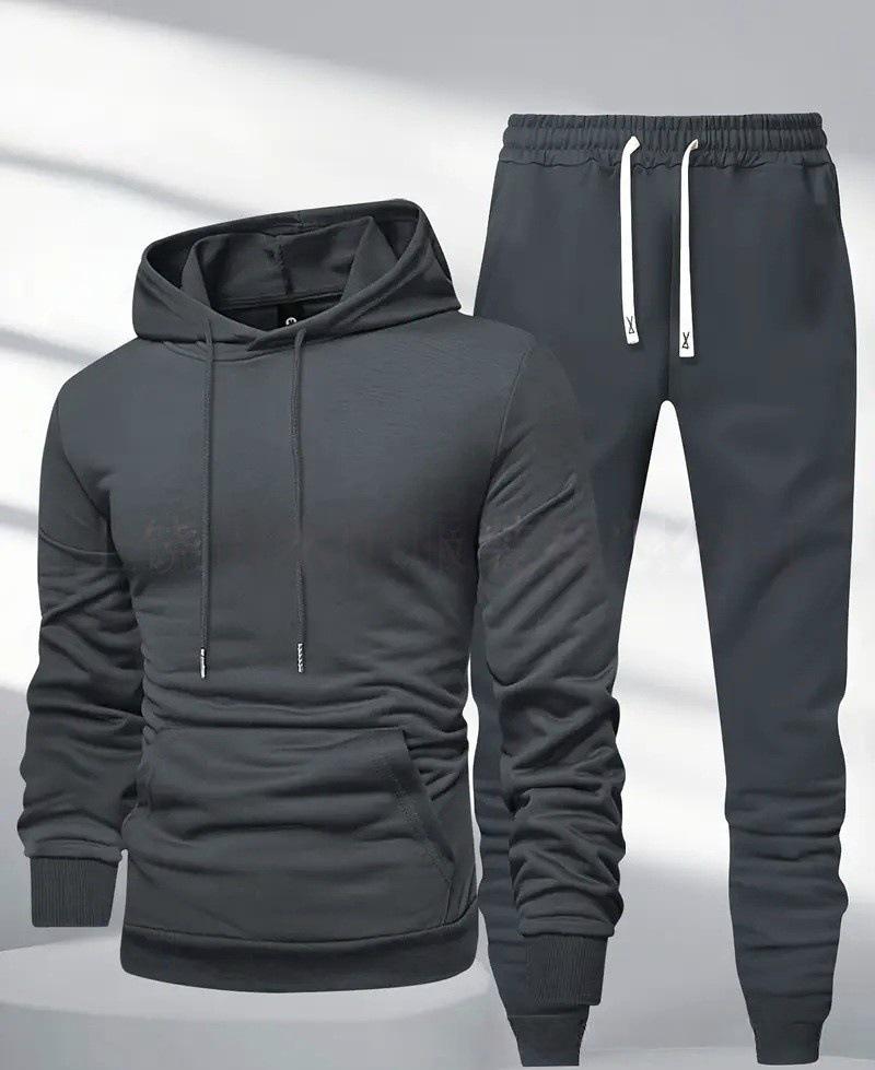 Hooded Casual Tracksuit Set: Solid Color, Versatile Sweatshirt & Sweatpants for Autumn