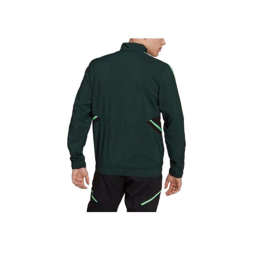 Adidas FW22 Striped Logo Pattern Printed Long Sleeve Jacket Men Jackets Green HD1217