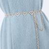 Trendy Heart Rhinestone Waist Chain Adjustable Female Belts Classy Love Themed Metal Dress Denim Belt Ornaments