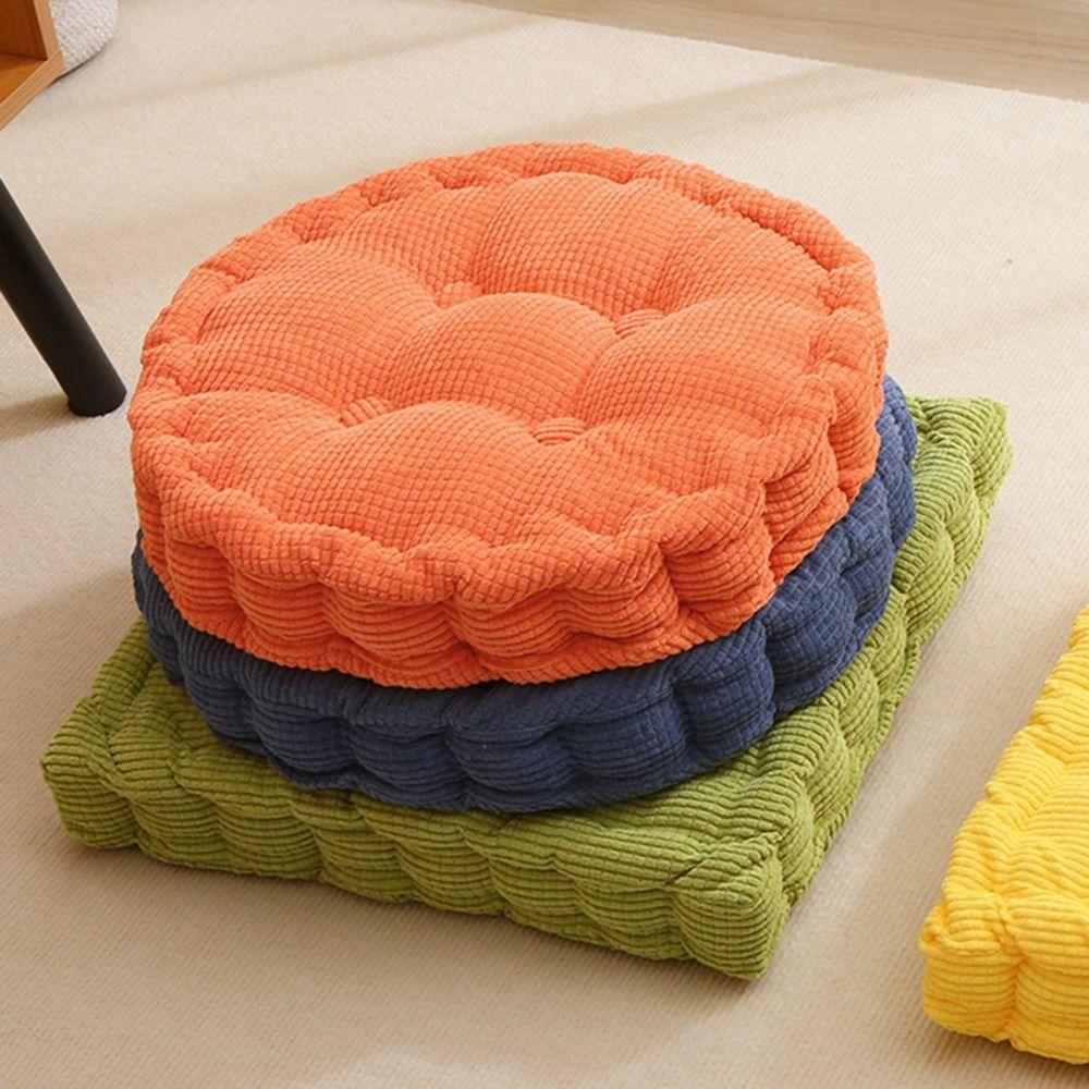 Solid Color Tufted Seat Cushion Square/Round Sofa Cushion Seating Pillow Floor Cushion  Student