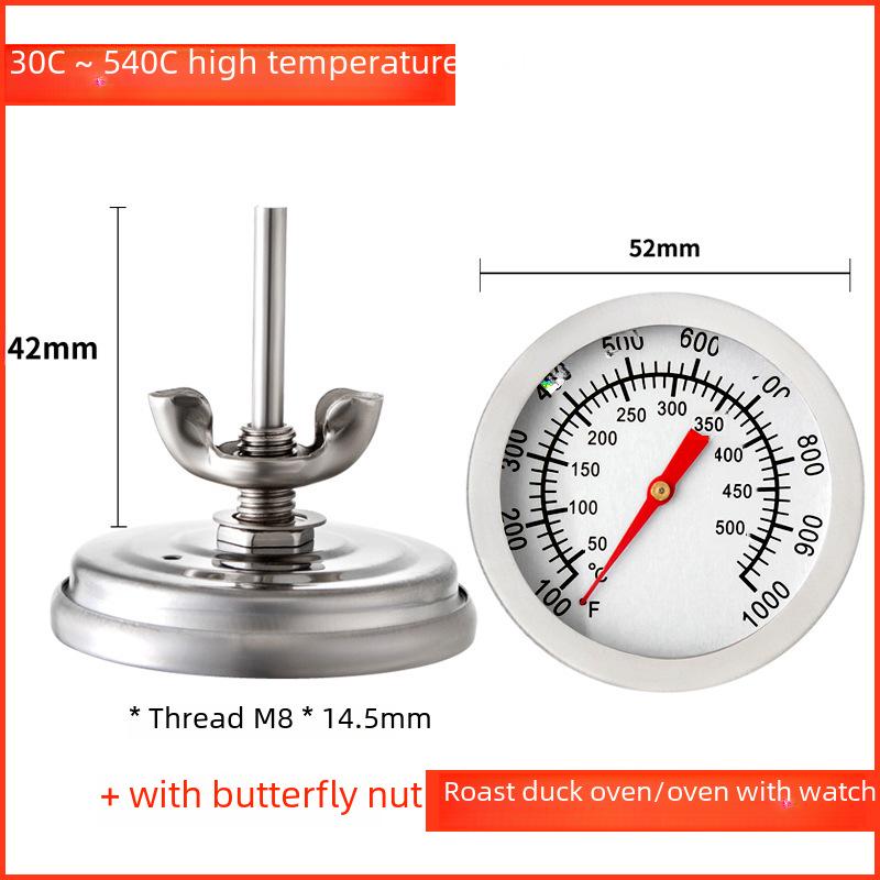 Stainless Steel High-Temp Hanging Oven Thermometer for Barbecue, Roast Duck, Goose