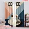 2pcs,2D Plane Printing Minimalist Curtains Bauhaus Coffee Exhibition Polyester Fabric (without Rod) Festive Use for Living Room,