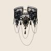 Adjustable Lace Choker Collar Gothic Necklace with Tassel Chain Crystal for Women Halloween Party Custume Vintage Choker