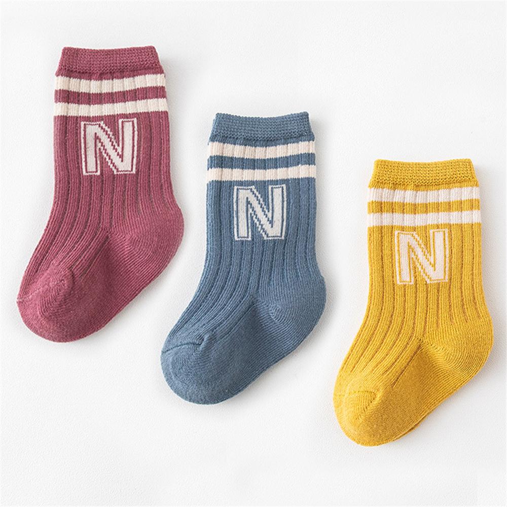 3Pair/Lot Baby Socks Knit Soft Letter Socks Baby Middle Tube Stockings Long Socks for Infant Toddler Boys Baby Girl Accessories