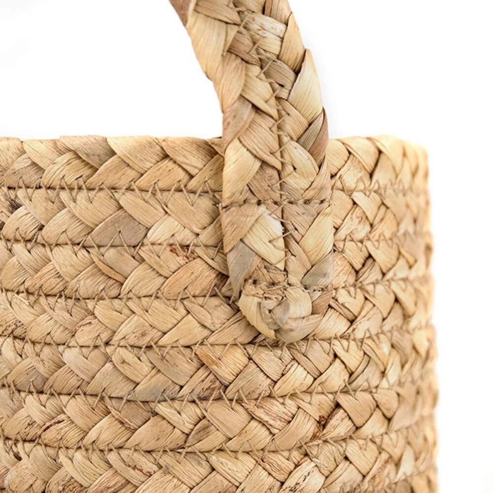 Úložný koš na tkaní mořských řas, závěsný košík na zeď, bílý závěsný košík s motivem louže, úložné koše na trumpetu