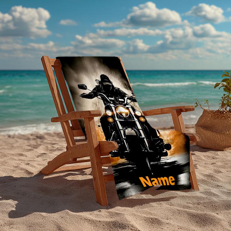 Asciugamano da Spiaggia Ultra-Morbido Personalizzato con Tema Motociclistico, Ideale per Piscina - Campeggio, Immersioni - Essenziale Perfetto per Viaggio, Asciugamano da Spiaggia Vivace.
