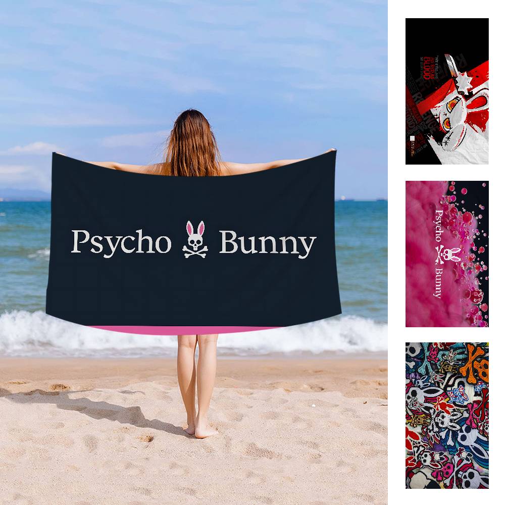 Asciugamano da Spiaggia in Microfibra P-Psycho Bunny di Lusso, Assorbente, Asciugatura Rapida, Morbido, per Yoga, Nuoto, Resort, Alpinismo