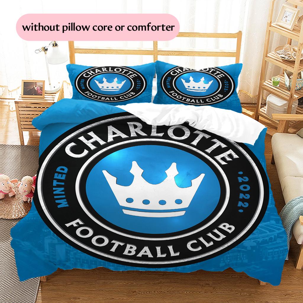 Charlotte FC Pattern Bedding Home Decoration Birthday Gift (1 * duvet cover + 2 * pillowcase, without core)