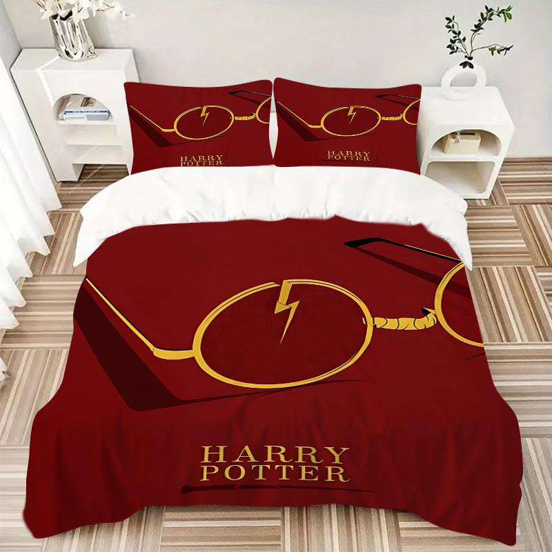 3pcs Bedding Set Harry Potter Includes 1 Comforter + 2 Pillowcases, Without Pillow Inserts, Soft Comfortable, Lightweight Breathable, Printe