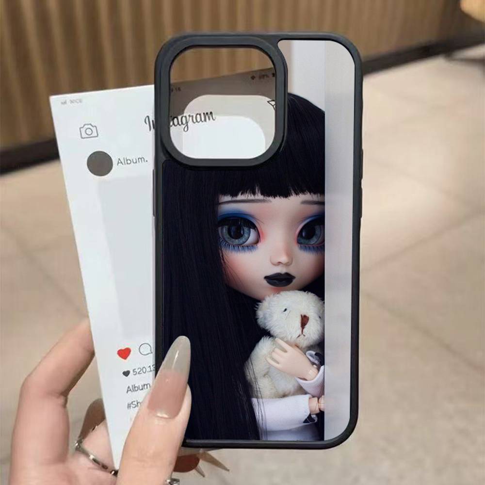 Japanese Korean Retro Doll Dark Baby Artist Black Hard Plastic Phone Case For Iphone 17 Air 16 15 14 13 12 11 Pro Max PC TPU