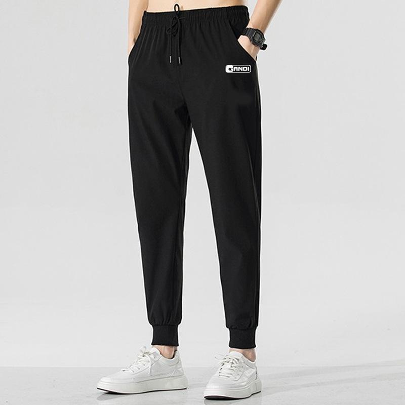 Pants men's trend summer thin loose large size fat guy 0kg casual tied feet nine-point sports trousers