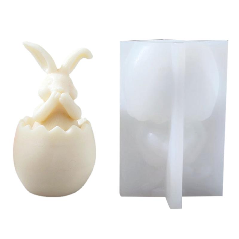 Long-Eared Egg Rabbit Plaster Doll-Silicone Mold Homemade Bunny Aromatherapy Candle Mold DIY Plaster Mold Home Decor