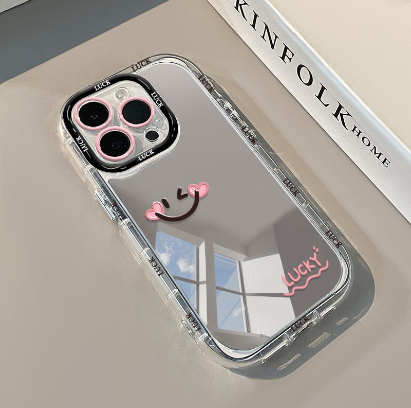 Applicable To iPhone11 Mirror Mobile Phone Case Apple 11promax English P11 Creative 11 Oil Painting Simple Smiley Face