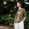 JD-made Women's Knitted Linen Blend Short Sleeve T-Shirt