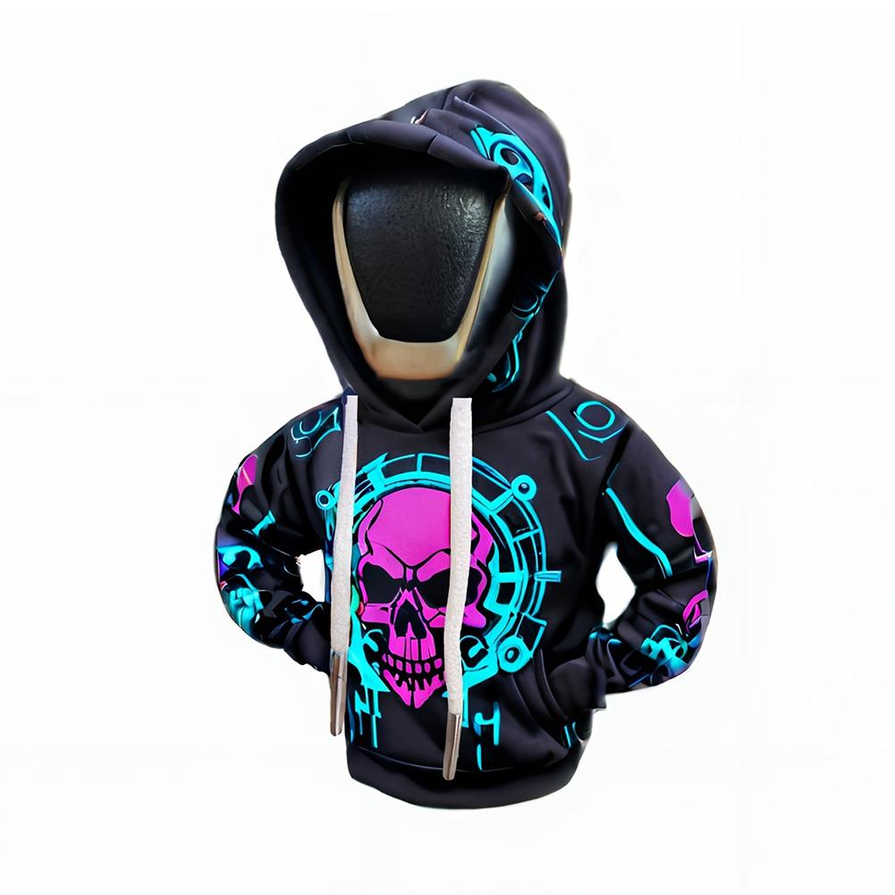 Creative Skull Car Gear Lever Hooded Clothes Car Gear Lever Cover Small Hoodie Car Interior Gear Shift Cover