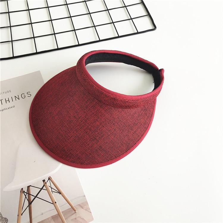Women Summer Empty Top Visors Sun Hat Simple Solid Color Wide Brim Sunscreen Cap Female Outdoor Adjustable Travel Beach Hats