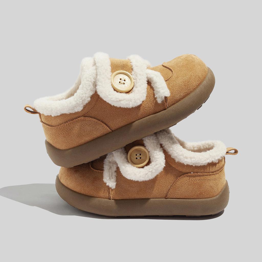 Velcro-strap Stylish Fleece-lined Women's Shoes Warm Winter Cotton Shoes