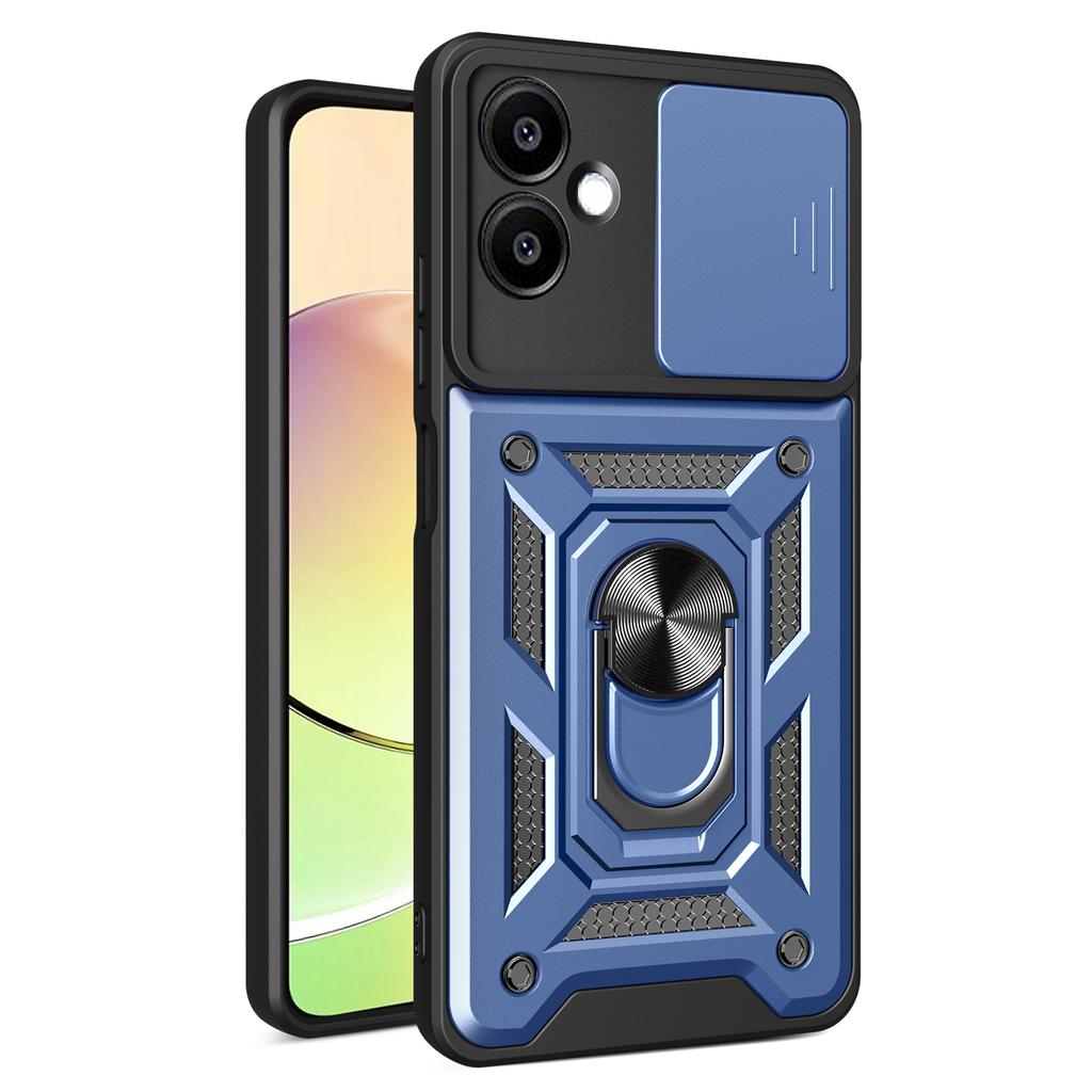 Für Samsung Galaxy A06 4G Hülle mit Schiebekameraabdeckung PC+TPU Ständer Handyhülle