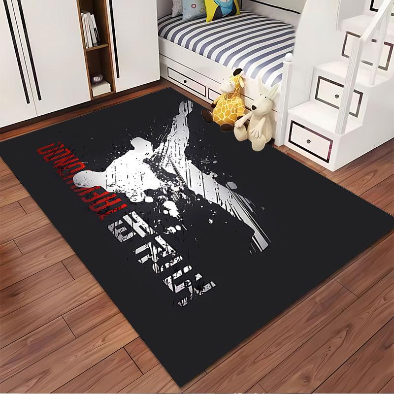 Taekwondo Kick Silhouette Rug suitable as a non-slip mat for the living room or bedroom sofa