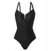 One-Piece Swimsuit Black Shaping Suit Decorative Buckle