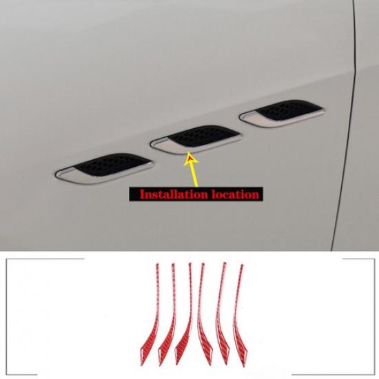 

Red Carbon Fiber Side Air Vent Fender Cover Trim For Maserati Ghibli 2014 -22