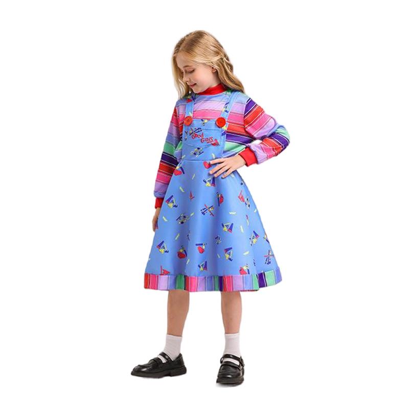 Chucky Doll Season 2 Kids' Halloween Cosplay Outfit with Overalls and Innerwear