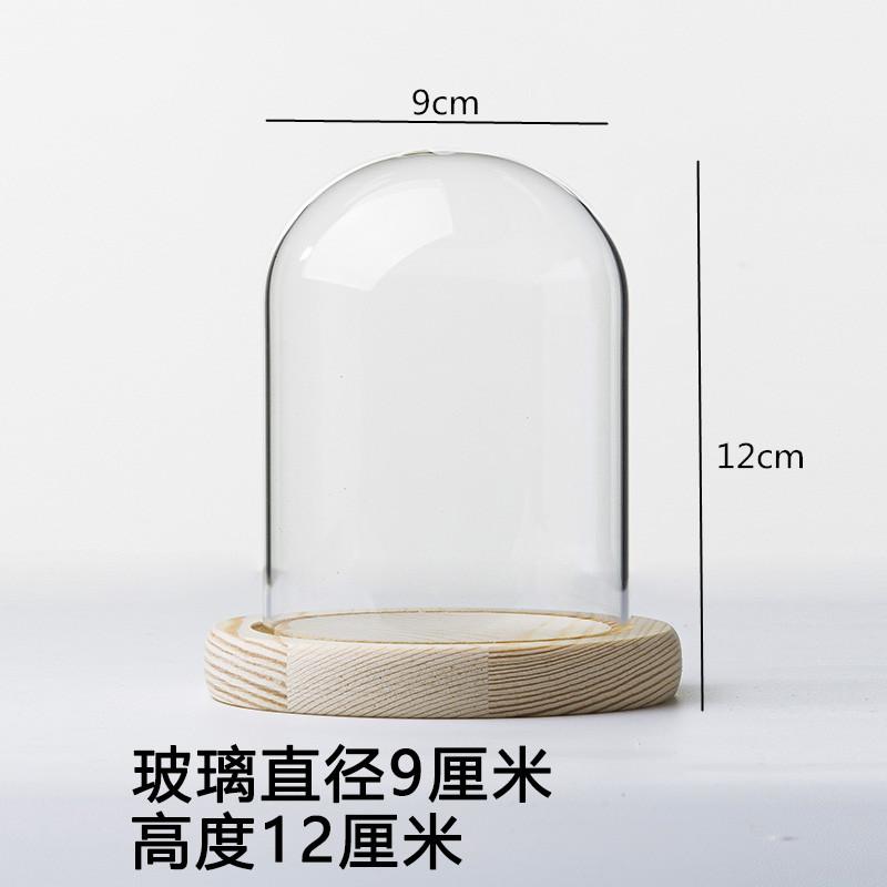 Ewige Blumen Ornamente Präsentationsschale Transparente Glasabdeckung Holzsockel Geschenk Präsentationsbox Kunsthandwerk Aufbewahrungsschale Staubschutz Kuchenform